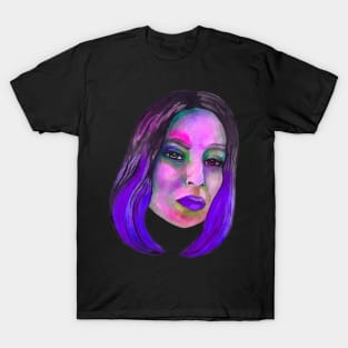 Violet watercolor girl portrait T-Shirt